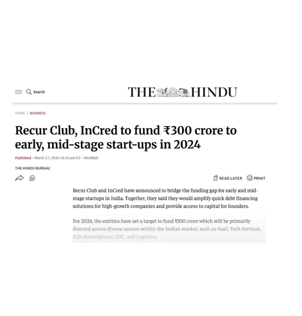How MediagraphixPR Positioned Recur Club and InCred’s ₹300 Crore Alliance as a Blueprint for Non-Dilutive Finance